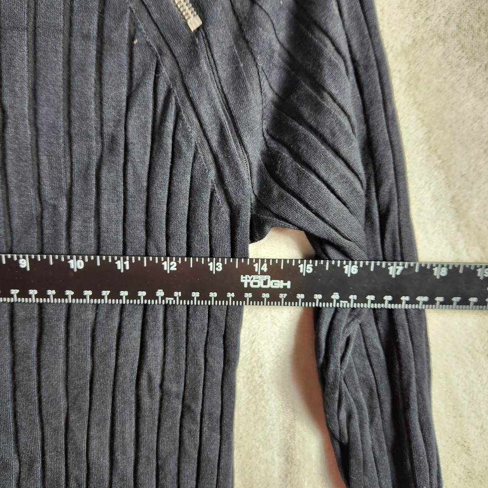 INC International Concepts Sweater Womens Medium Black Zipper Ribbed Edgy Moto - Picture 8 of 9